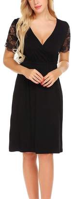 Fartido Maternity Clothing Fartido Pregnant Womens Nursing Nightgown Pregnancy Dress Lace Splice Maternity Dress (, L)