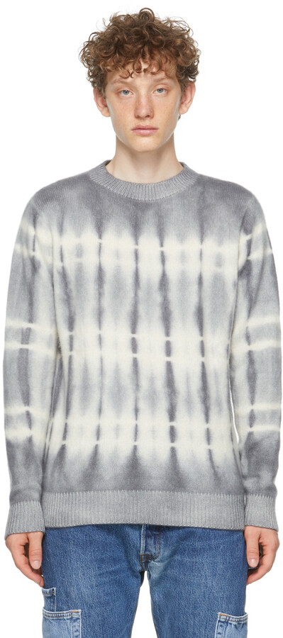 The Elder Statesman Grey Tie-Dye Wire Simple Sweater - ShopStyle