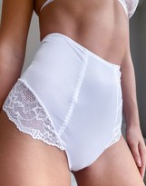 Thumbnail for your product : ASOS DESIGN high waisted microfibre thong with lace