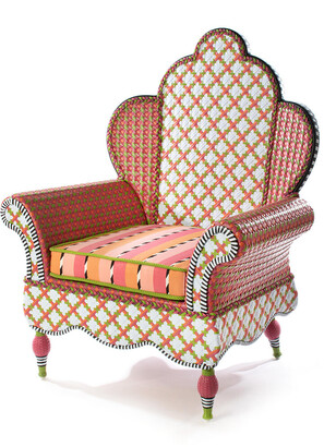 Mackenzie Childs MacKenzie-Childs - Breezy Poppy Outdoor Wing Chair -  Pink/Green - ShopStyle
