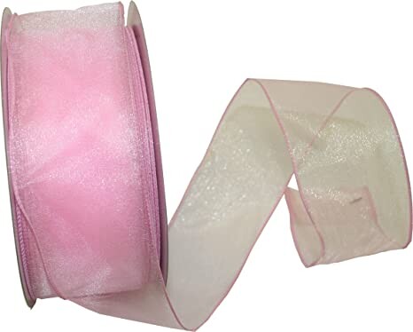 Reliant Ribbon 99908W-061-40K Sheer Lovely Value Wired Edge Ribbon, 2-1/2 Inch X 50 Yards, Pink