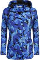 Thumbnail for your product : Meaneor Women's Waterproof Raincoat Outdoor Hooded Rain Jacket Blue Camouflage S