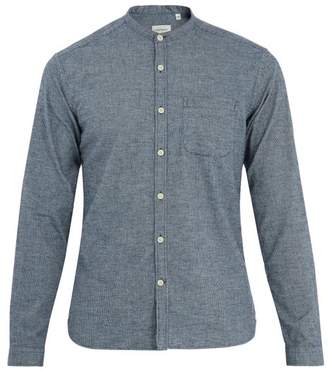 Oliver Spencer Grandad-collar micro-checked cotton shirt