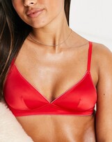Thumbnail for your product : Les Girls Les Boys satin triangle bralette in red