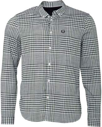 Fred Perry Mens Distorted Gingham Long Sleeve Shirt Willow Bough