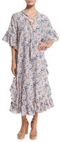 Thumbnail for your product : See by Chloe Floral Ruffle-Trim Midi Dress, White/Multicolor