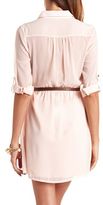 Thumbnail for your product : Charlotte Russe Sheer Chiffon Belted Shirt Dress