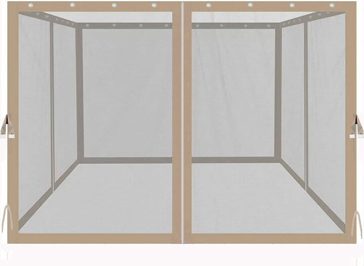 Leumius Replacement Mosquito Netting for 10' x 10' Gazebo with Zippers,4-Side Mesh Walls for Patio Gazebos,Beige