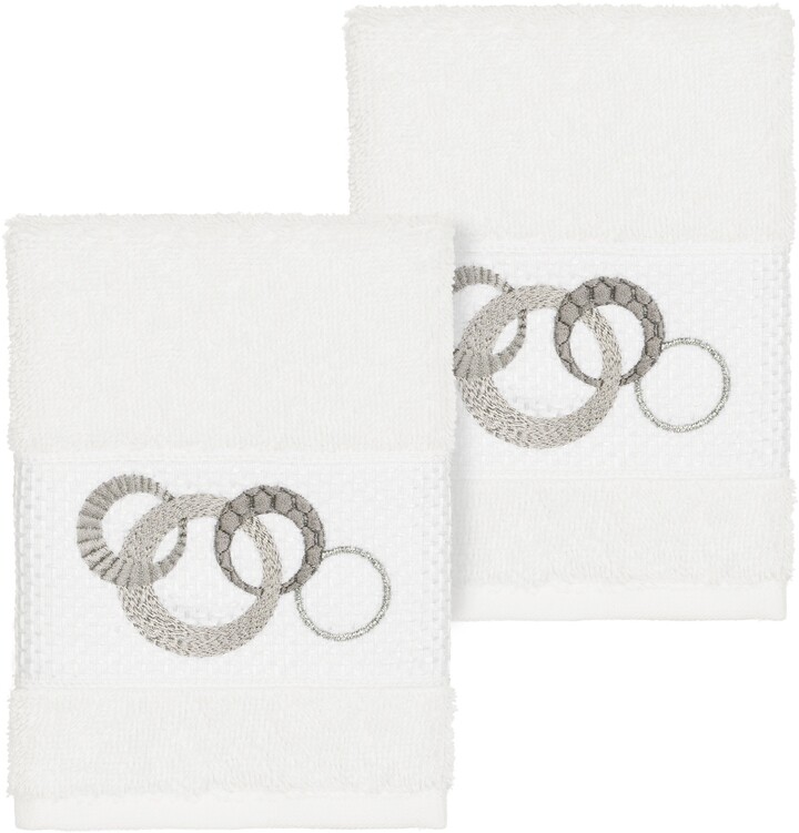 Authentic Hotel and Spa Turkish Cotton Circles Embroidered White 2-piece  Washcloth Set - ShopStyle Bath Towel