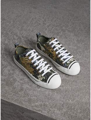Burberry Beasts Print Cotton Blend Trainers