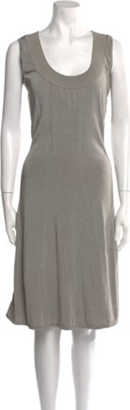 Alaia A-Line Dress Vintage From the 1990's Collection by Azzedine Neutrals Sleeveless with Scoop Neck Designer
