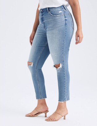 Abercrombie & Fitch Curve Love High Rise Skinny Jeans (Medium Wash/Light Destroy) Women's Jeans
