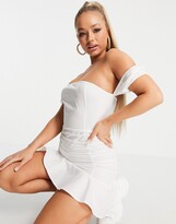 Thumbnail for your product : Parisian off shoulder ruched detail mini dress in white
