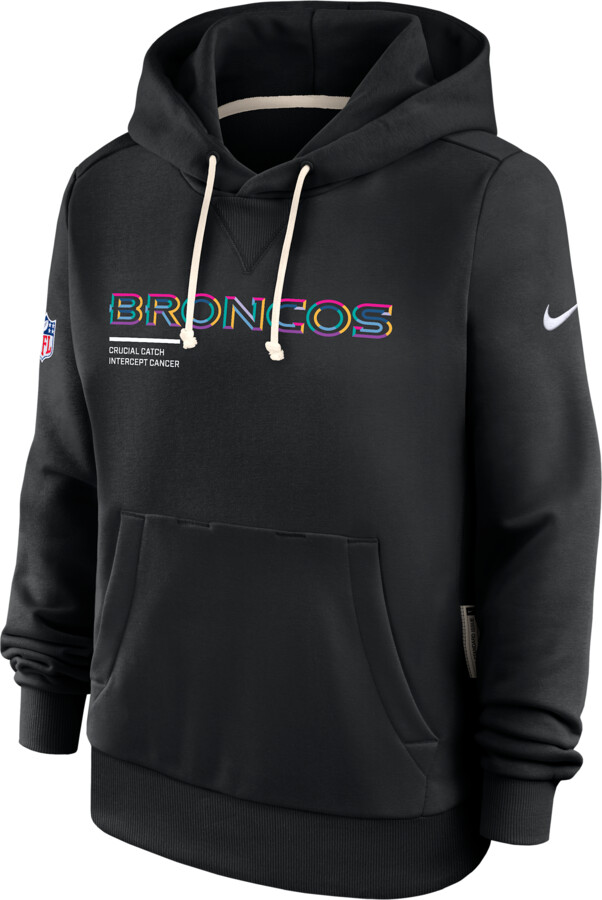 Denver Broncos Crucial Catch Nike Women's Dri-FIT NFL Pullover Hoodie in Black | 03C300AZUA-HAT