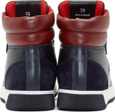 Thumbnail for your product : Moncler Navy & Burgundy Leather High-Top Sneakers
