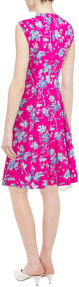 Carolina Herrera Pleated Floral-print Stretch-cotton Poplin Dress