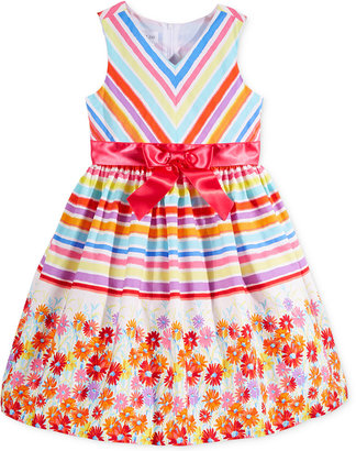 Bonnie Jean Little Girls' or Toddler Girls' Striped-to-Floral Dress