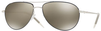Oliver Peoples Benedict Mirrored Aviator Sunglasses, Silver/Navy