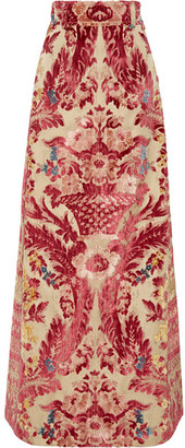 Miu Miu Devoré Silk And Cotton-blend Maxi Skirt - Pink