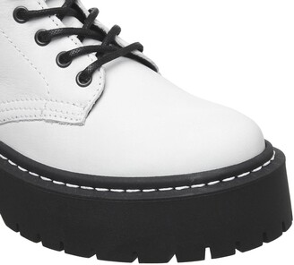 Office Absorb Chunky Lace Up Boots White Leather