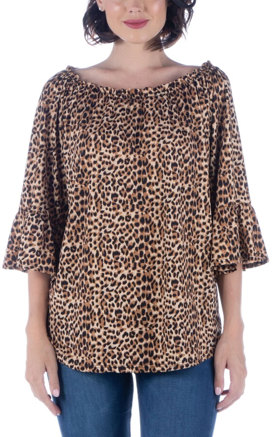 QUNANEN Womens Tops 2020 Off Shoulde Short Sleeves Leopard Snake Floral Printing Slim Tops Blouse Tunic T-Shirt 