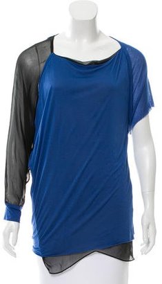 Yigal Azrouel Silk-Trimmed Colorblock Top