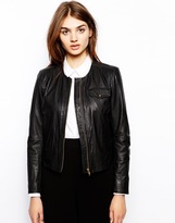 Thumbnail for your product : BZR Leather Collarless Bomber