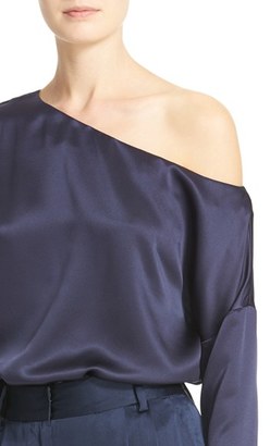 Tibi Women's Asymmetrical Off The Shoulder Silk Top