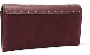Maje Two-Tone Paneled Suede And Studded Leather Wallet