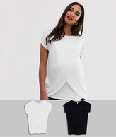 Thumbnail for your product : ASOS Maternity - Nursing ASOS DESIGN Maternity nursing 2 pack t-shirt in black and white