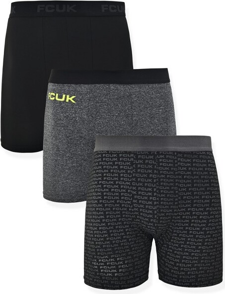 French Connection UK French Connection Men' 3 Pack Premium Boxer Brief -  360 Stretch Performance Underwear for Men in Black, , Black Logo Size: S -  ShopStyle