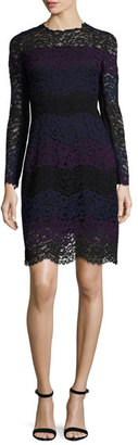 Elie Tahari Ophelia Striped Lace A-Line Dress, Jasmine Multi