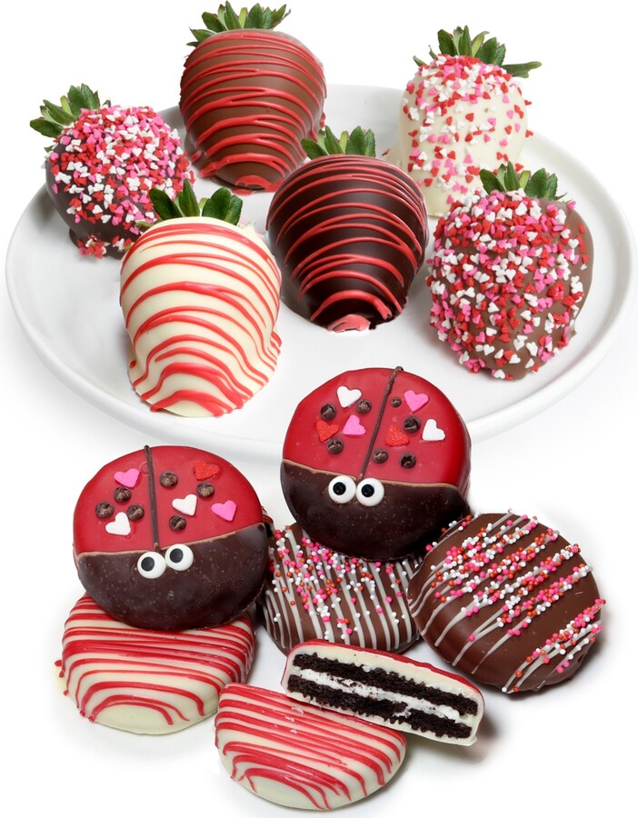 Chocolate Covered Company Love Bug Belgian Chocolate Covered Strawberries and Oreo Cookies - 12 Pc