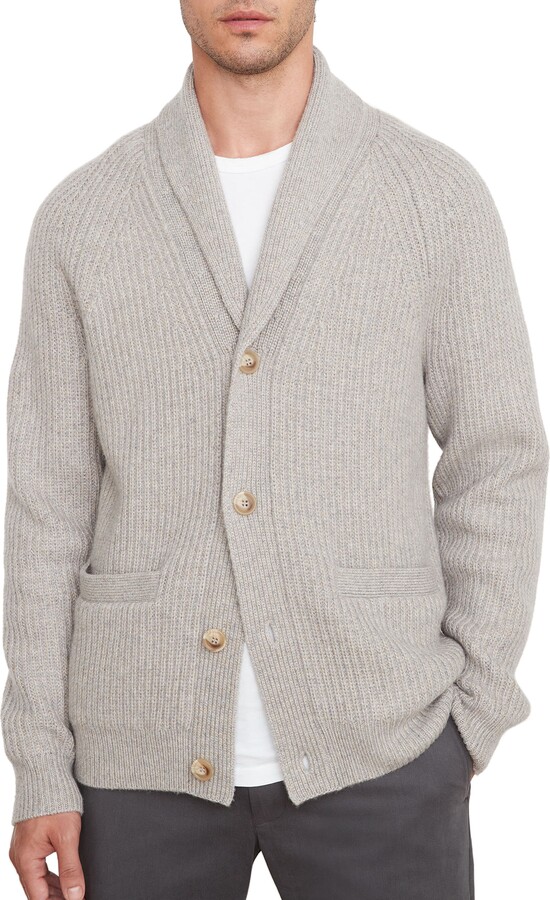 ribbed shawl collar cardigan