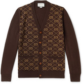 Thumbnail for your product : Gucci Panelled Logo-Intarsia Wool And Alpaca-Blend Cardigan