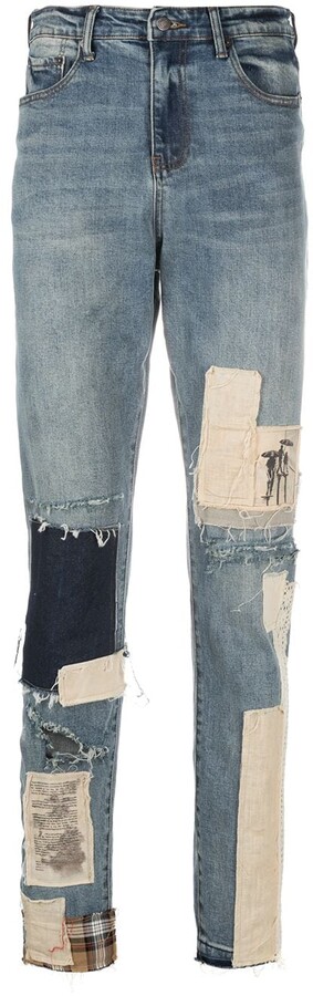 mens jeans patchwork