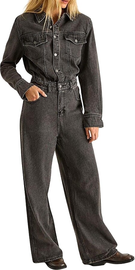 Nasty Gal Denim Shoulder Pad Boilersuit