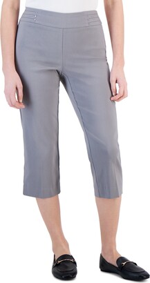 JM Collection Petite Rivet-Detail Tummy Control Capri Pants, Created for Macy's
