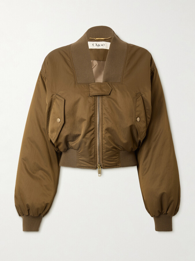 Chloé Cropped Shell Bomber Jacket - Brown