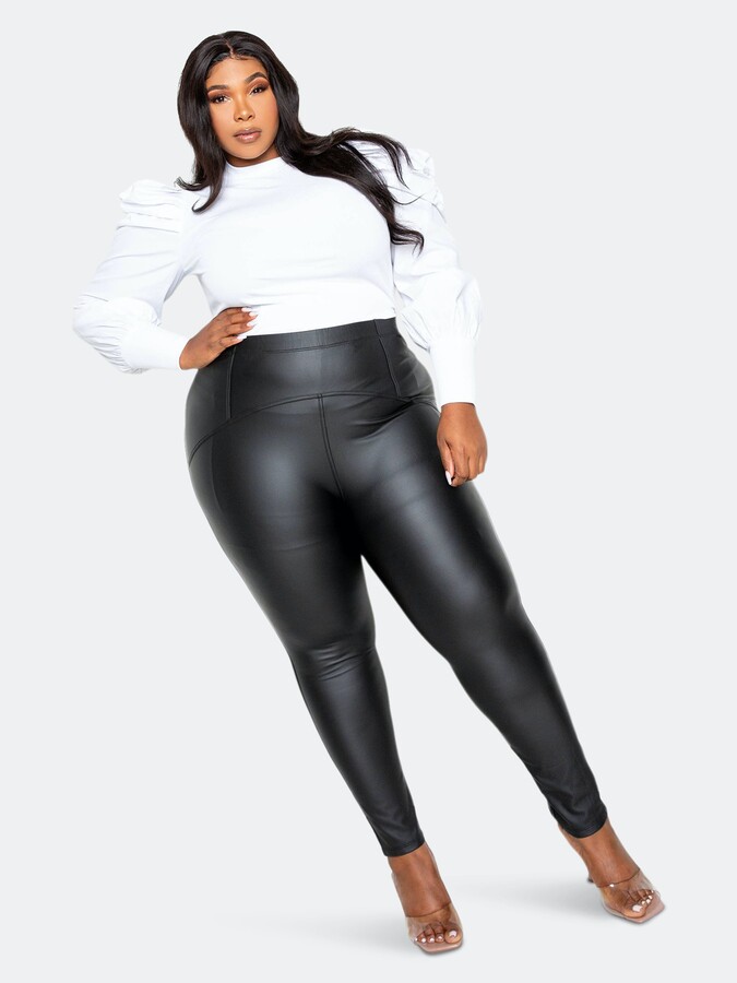 Buxom Couture Leather Effect Leggings - ShopStyle Plus Size Pants