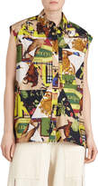 Thumbnail for your product : Burberry Hen Printed Sleeveless Button-Front Blouse