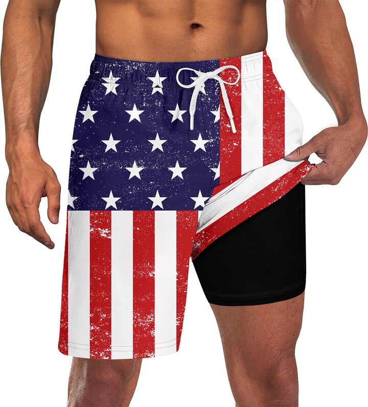 Men Swim Trunks with Compression Liner 9 Inch Long Board