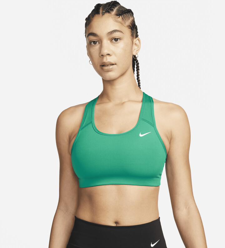 Nike Women's Swoosh Medium-Support Non-Padded Sports Bra in Green