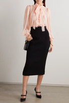 Thumbnail for your product : Dolce & Gabbana Pussy-bow Ruffled Silk-chiffon Blouse - Blush
