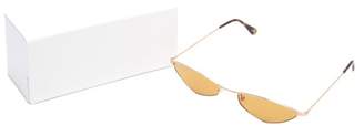 Eliza J Andy Wolf Oval Metal Sunglasses - Womens - Light Brown