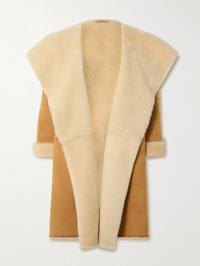 Totême Draped Shearling Coat - Brown