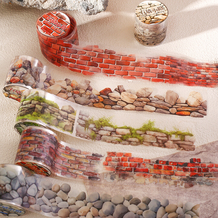 Street Ink 40mm*2m PET Tapes Stone wall path DIY Scrapbooking Decor Photo Album Collage Junk Journal Materials Aesthetics Tapes