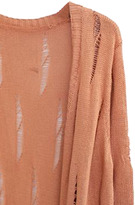 Thumbnail for your product : Choies Khaki Destreoyed Open Front Long Cardigan