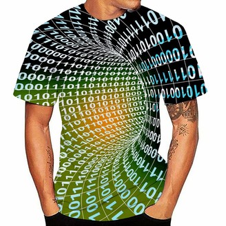 Zegeey Men Women Short Sleeve T-Shirt 3D Swirl Print Optical Illusion Hypnosis Tee Tops(Pink2XL)