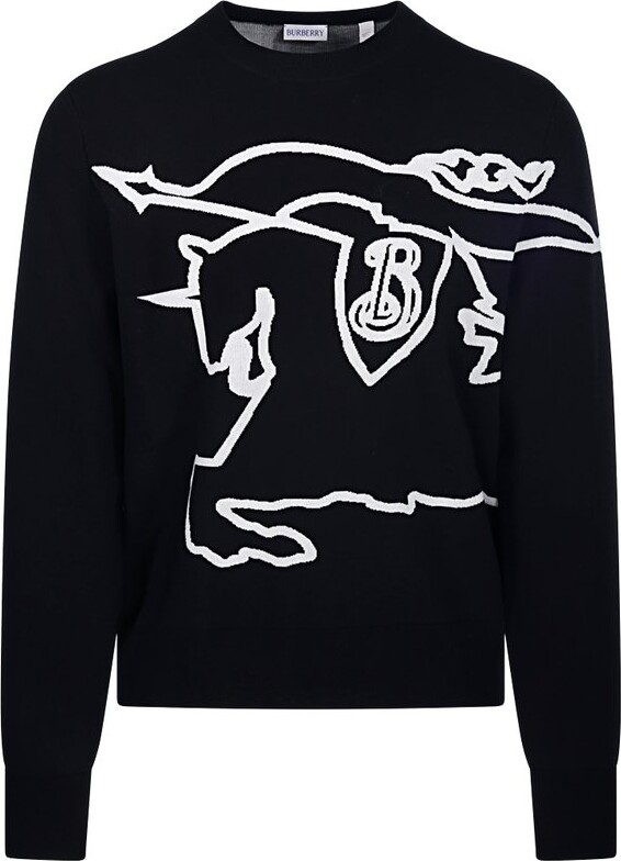 Crew Neck Sweater Black Burberry Jumper Burberry Logo Mens